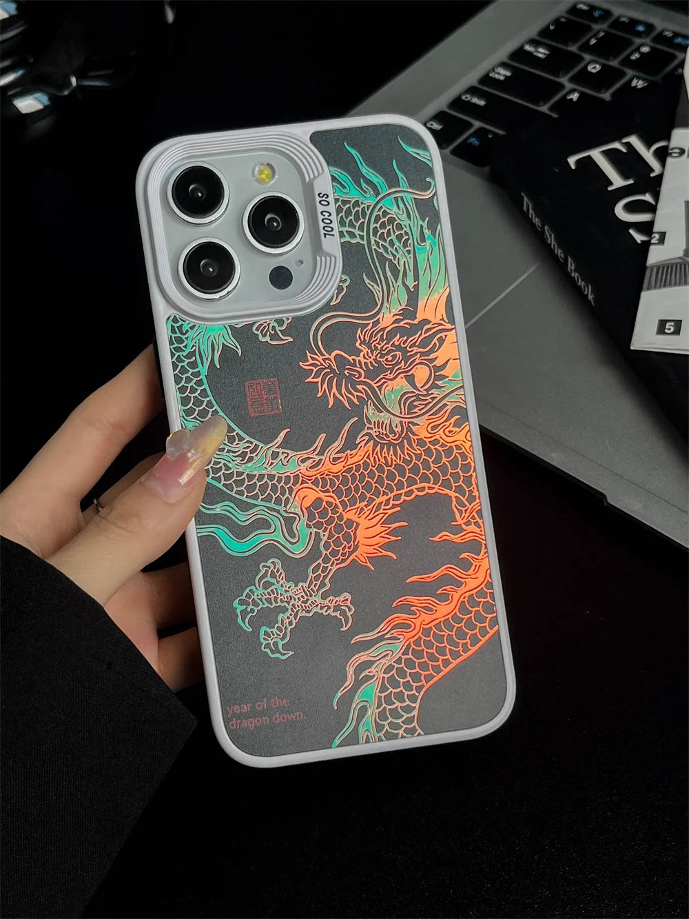 Luxury Fad Luminous Dragon Pattern Phone Case for iPhone 16 Pro Max 15 14 13 12 11 Shockproof Anti-Drop Glow in The Dark Cover