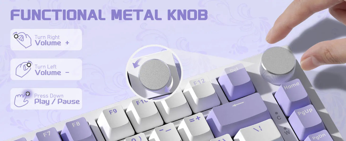A.JAZZ AK820 Hot Swappable Mechanical Keyboard,75% TKL RGB Backlit Wired Gaming Keyboard with Knob Control,Poron Foam