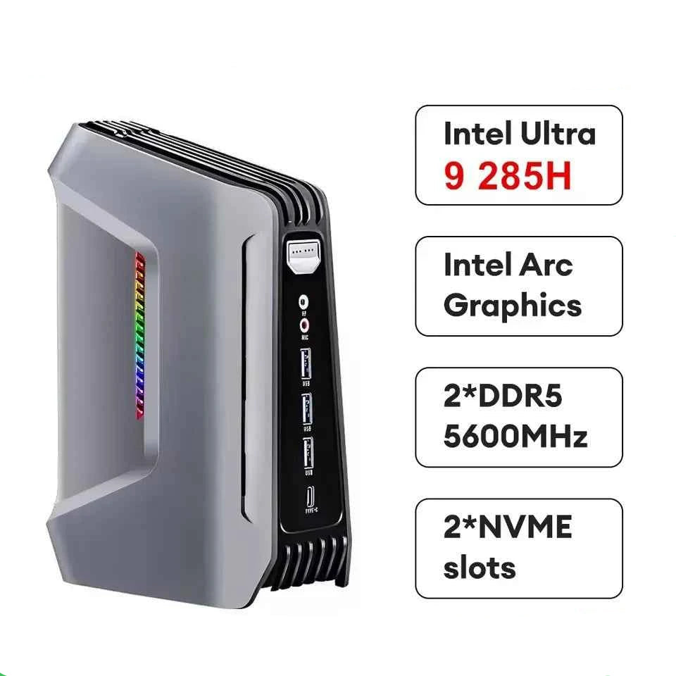 Topton 2x2.5G LAN F12 AI Gaming Mini PC 15th Gen Intel Core Ultra 9 285H 7 255H Thunderbolt 4 2xDDR5 2xPCIe Windows 11 RGB WiFi6