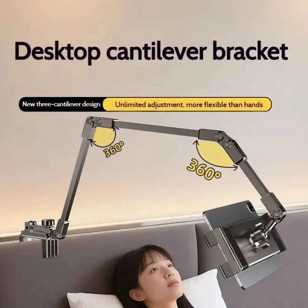 Adjustable Tablet Stand 360-degree Rotation 3 Sections Arms Bedside Phone Holder Portable Foldable Lazy Bracket