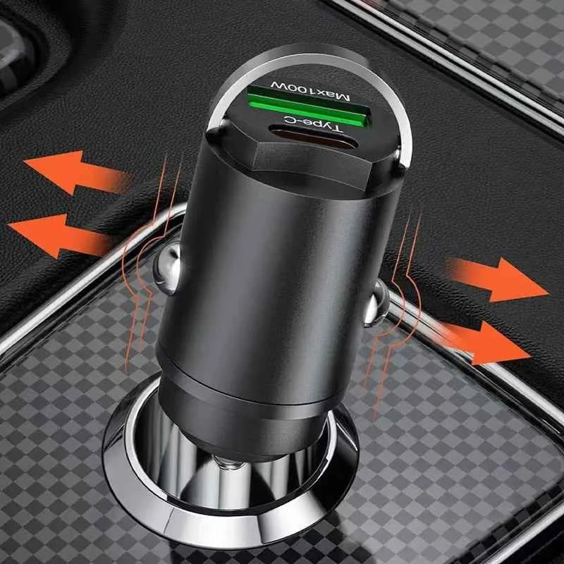 100W USB Car Charger Lighter Fast Charging USB Type C Car Phone Charger Adapter for iPhone Xiaomi Samsung Quick Charge 3.0 QC3.0