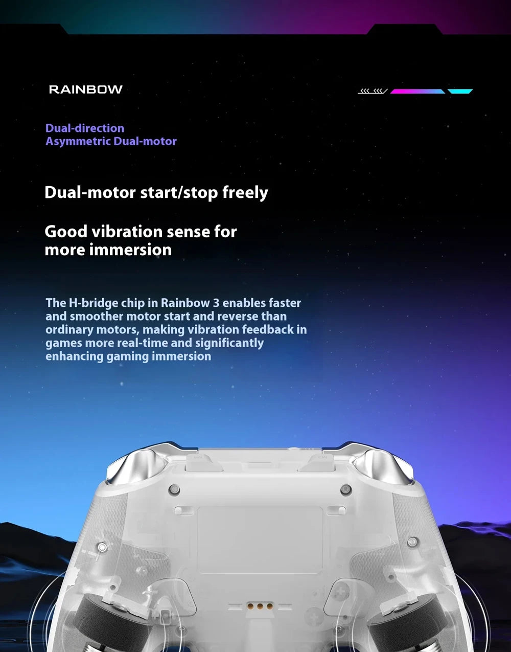BIGBIG WON Rainbow3 Wireless Game Controllers NearLink 2.4G Hall Joystick Micro Motion Button RGB Gamepad for PC/Switch/Switch2