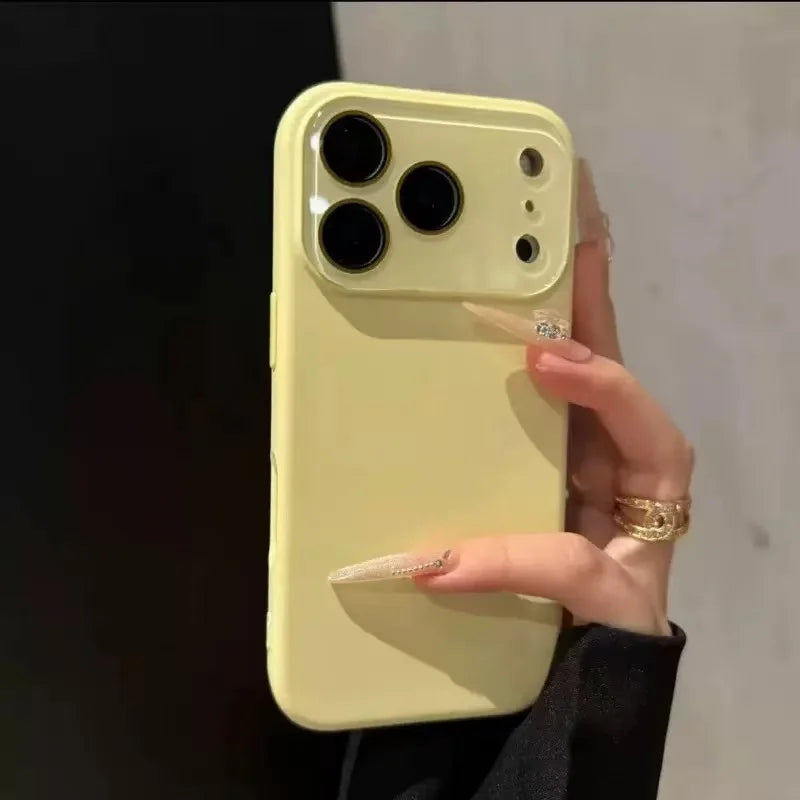 Caseative Solid Color with Crystal Camera Lens Protection Compatible with iPhone Case (yellow,iPhone 17 Pro Max)
