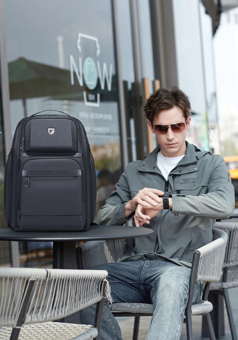 Fenruien Men 36L Business Backpack USB Waterproof  Multi Pocket Backpacks Fit 17.3 Inch Laptop