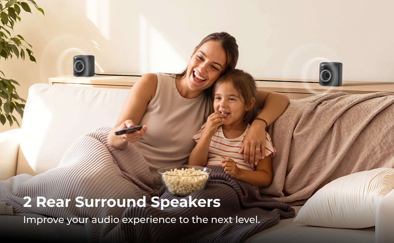 ULTIMEA 350W 7.1ch Virtual Surround Soundbar, Home Theater TV Sound Bar with Subwoofer&4 Surround Speakers, Smart App Control