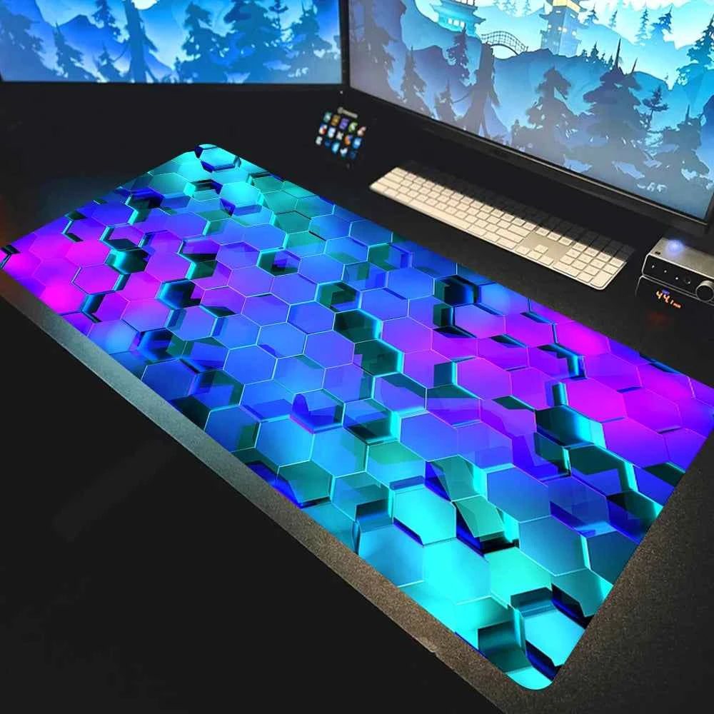 Colorful Hexagon Mouse Pad Large Computer Office Game Table Mats XXL Rubber Anti-slip Gaming Keyboard Mousepads Long Desk Pads