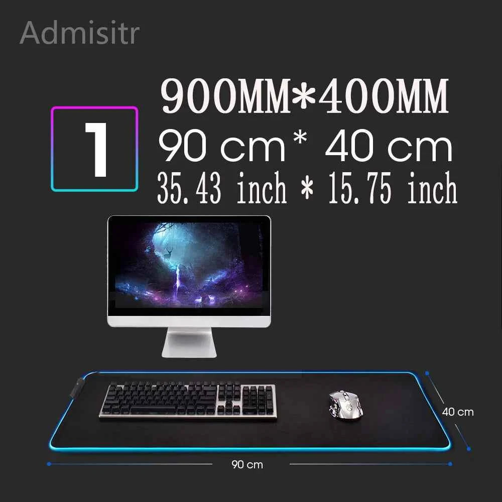 LED Desk Mat Black and White Lines RGB Computer Mouse Pad Gamer Cabinet Luminescence Abstract Mousepad Keyboard Gaming Deskmat