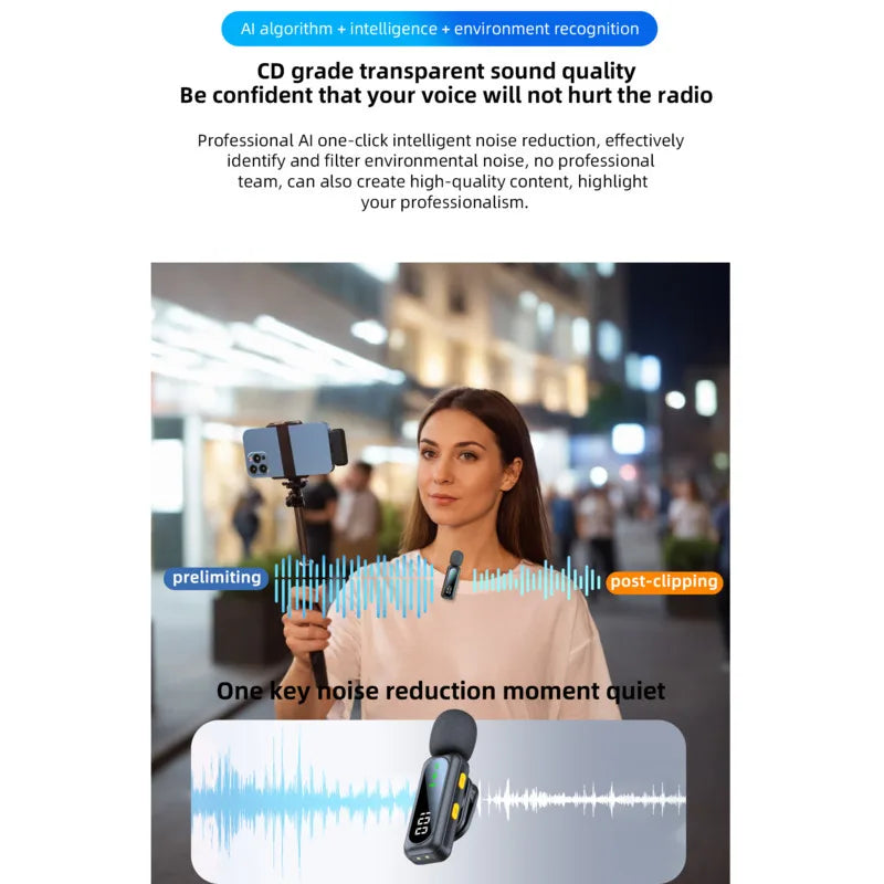 Xiaomi Lavalier Lapel Microphone Wireless Portable Noise Reduction Audio Recording Type-C Mic for iPhone15-16 Android PC Live - WinSupport Tech