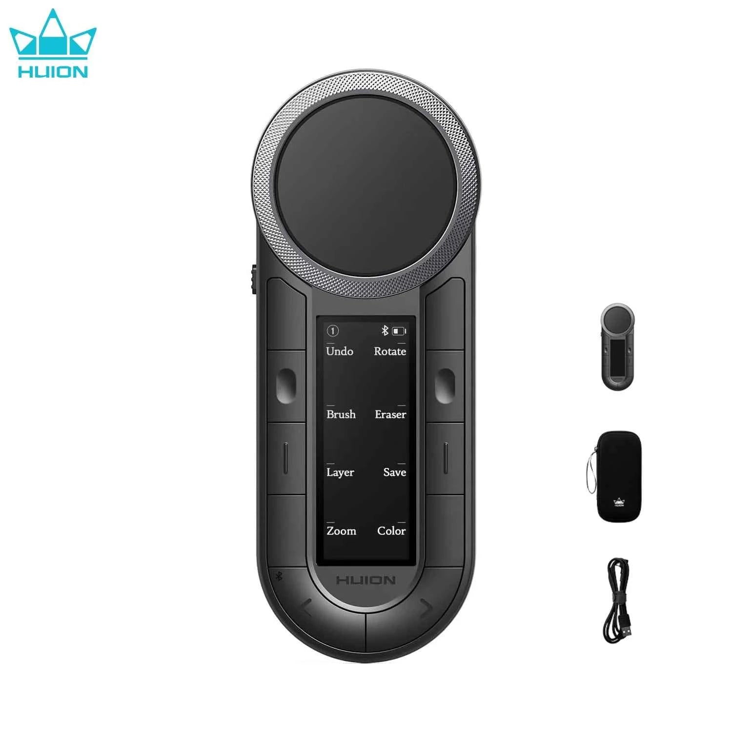 Huion Mini Keyboard Keydial Remote K40 with Dual-channel Bluetooth Wireless Dual-dial Controller 8 Programmable Keys OLED Screen