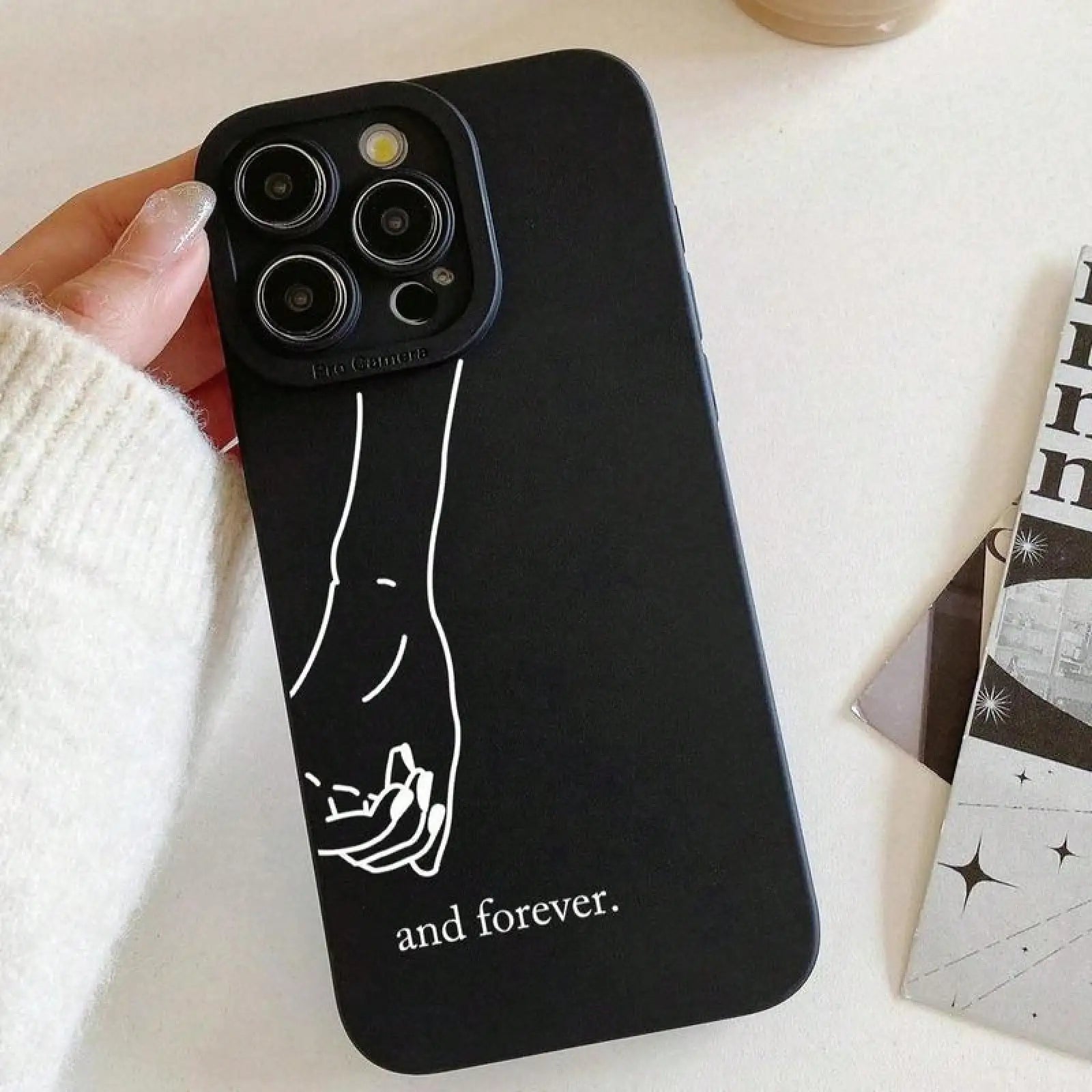 Couple Hand Pattern Phone Case, Cute Phone Protective Cover, Phone Compatible With IPhone 11 12 13 14 15 16 Pro Max, Protector