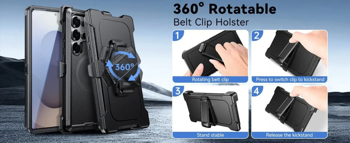 Military Armor OTT For Magsafe Charge Case For Samsung S26 Ultra S25 S24 S23 S22 Plus FE Edge Hard PC+TPU Clip Bracket  Cover