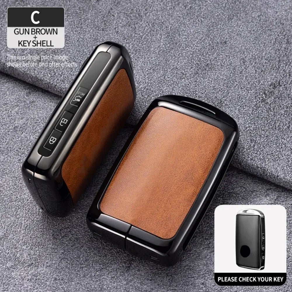 Zinc Alloy Leather Smart Car Key Fob Case Cover Chain Remote Shell Holder Protector for Mazda 3 6 CX3 CX30 CX5 CX8 CX9 CX50 CX60