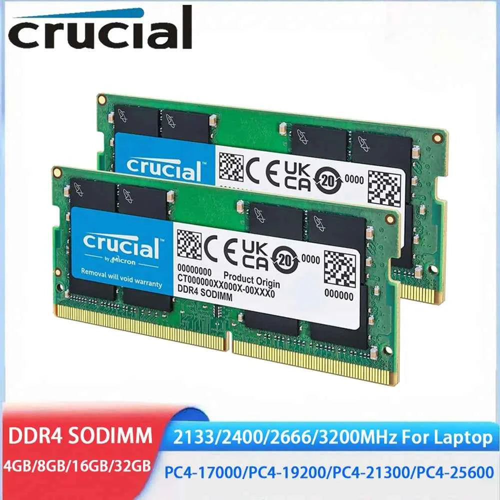 Crucial DDR4 RAM 16GB 32GB 4GB 8GB 3200MHz 2133 2400 2666MHz Laptop Memory SODIMM PC4-25600 21300 19200 17000 For Intel&AMD