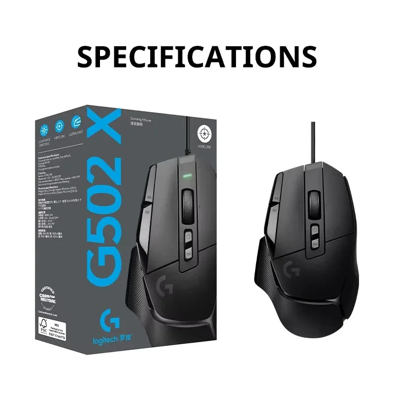Logitech G502 X Wired  Lightspeed Sensor Gamer RGb Gaming Mouse Hybrid Mice Game Long Battery Life 25600 Dpi Original