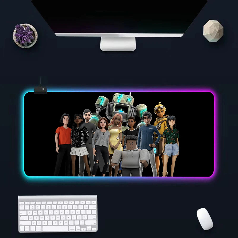 Hot game R-robloxs Cartoon RGB Pc Gamer Keyboard Mouse Pad Mousepad LED Glowing Mouse Mats Rubber Gaming Computer Mausepad
