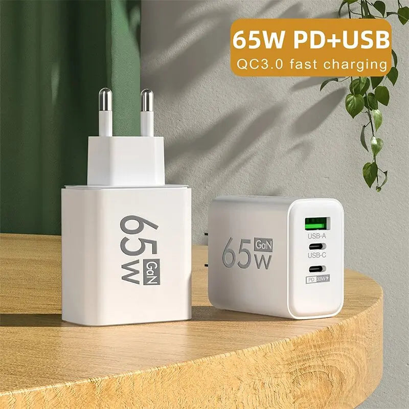 New 65W Fast Charging USB Type-C Charger US EU Plug USB PD Quick Charge 3.0 Travel Wall Phone Charger Adapter For iPhone Samsung