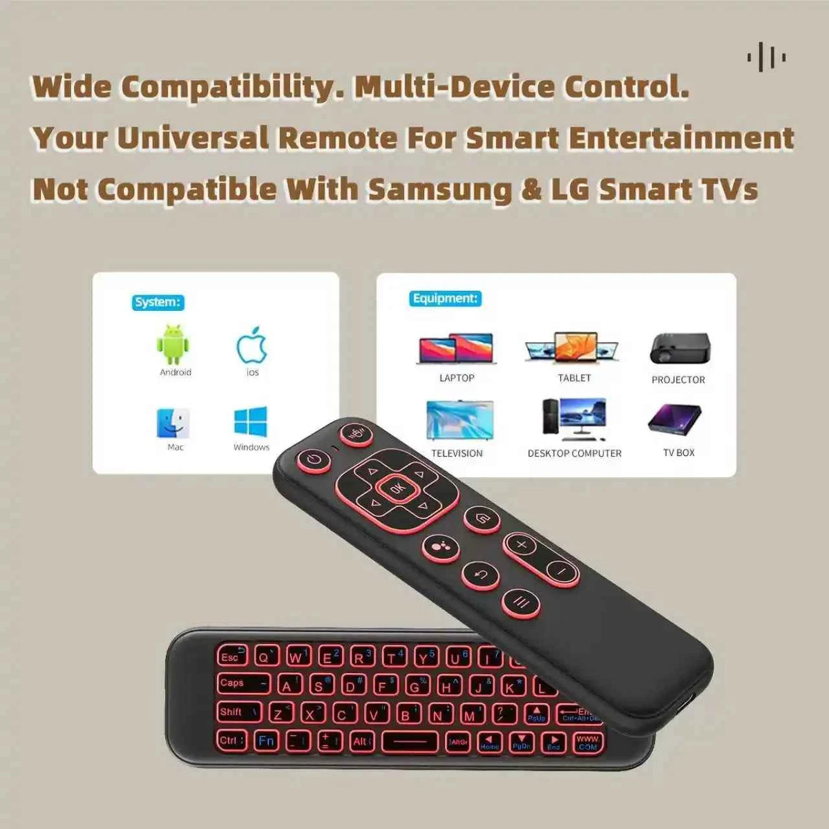 IPazzPort Mini 2.4G/BT Remote Wireless Air Mouse Keyboard