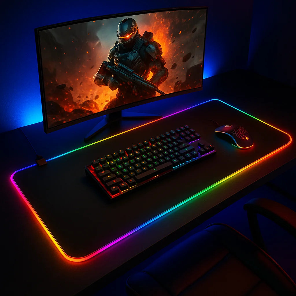 Light Up Mouse Pad with Backlight Led Loight Mousepad Pc Decoration Black Gaming Mat Pc Carpet 1200x600 Rgb Deskmat 1000x500