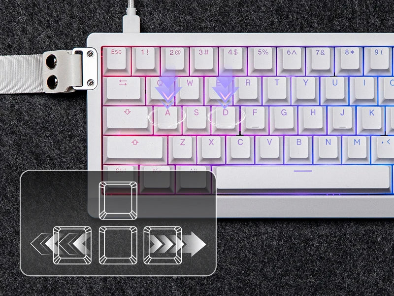 EPOMAKER HE68 Lite 65% Layout Tray-Mounted Wired Hall Effect NKRO Magnetic Keyboard DKS SOCD 8kHZ Polling Adjustable Actuation