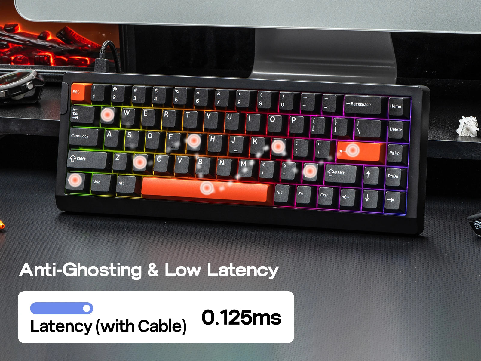 EPOMAKER HE68 Lite 65% Layout Tray-Mounted Wired Hall Effect NKRO Magnetic Keyboard DKS SOCD 8kHZ Polling Adjustable Actuation