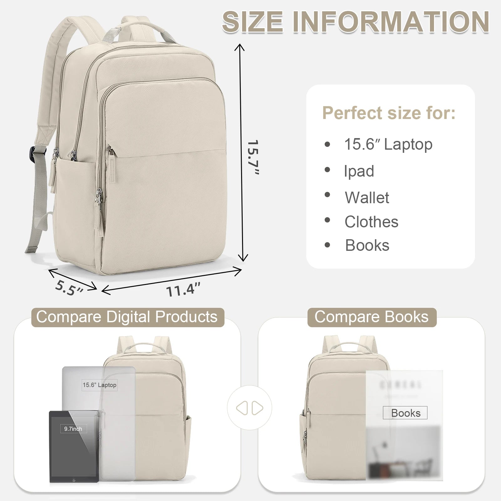Backpacks for Women Versatile College Daypack Casual Student Schoolbag Waterproof Large-Capacity Travel Backpack Laptop Bag