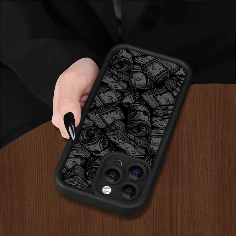 Banknote pattern phone case with soft silicone case for iPhone 16, iPhone 15 14 13 12 11 Pro Max XS X XR 7 8 15 16 Plus