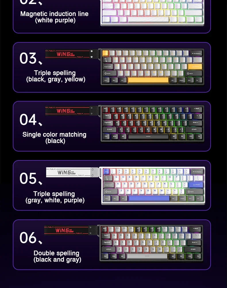 AULA WIN68 HE Esports Magnetic Switch Keyboard Rapid Trigger 8K Return RGB Hotswap 60% 68% Custom Game Keyboard