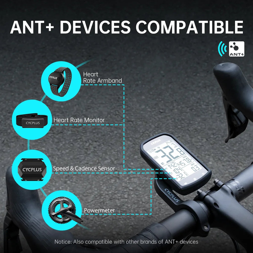 CYCPLUS M1+Z1 Cycling GPS Wireless Bike Computer With BLE 5.0/ANT+ with 2.9