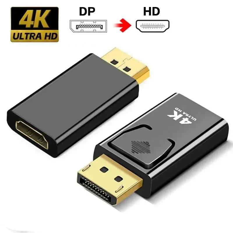 4K DisplayPort To HDMI Adapter DP To HDMI Converter Gold-Plated Connectors Audio Video Sync For PC Laptop PS5 Monitor