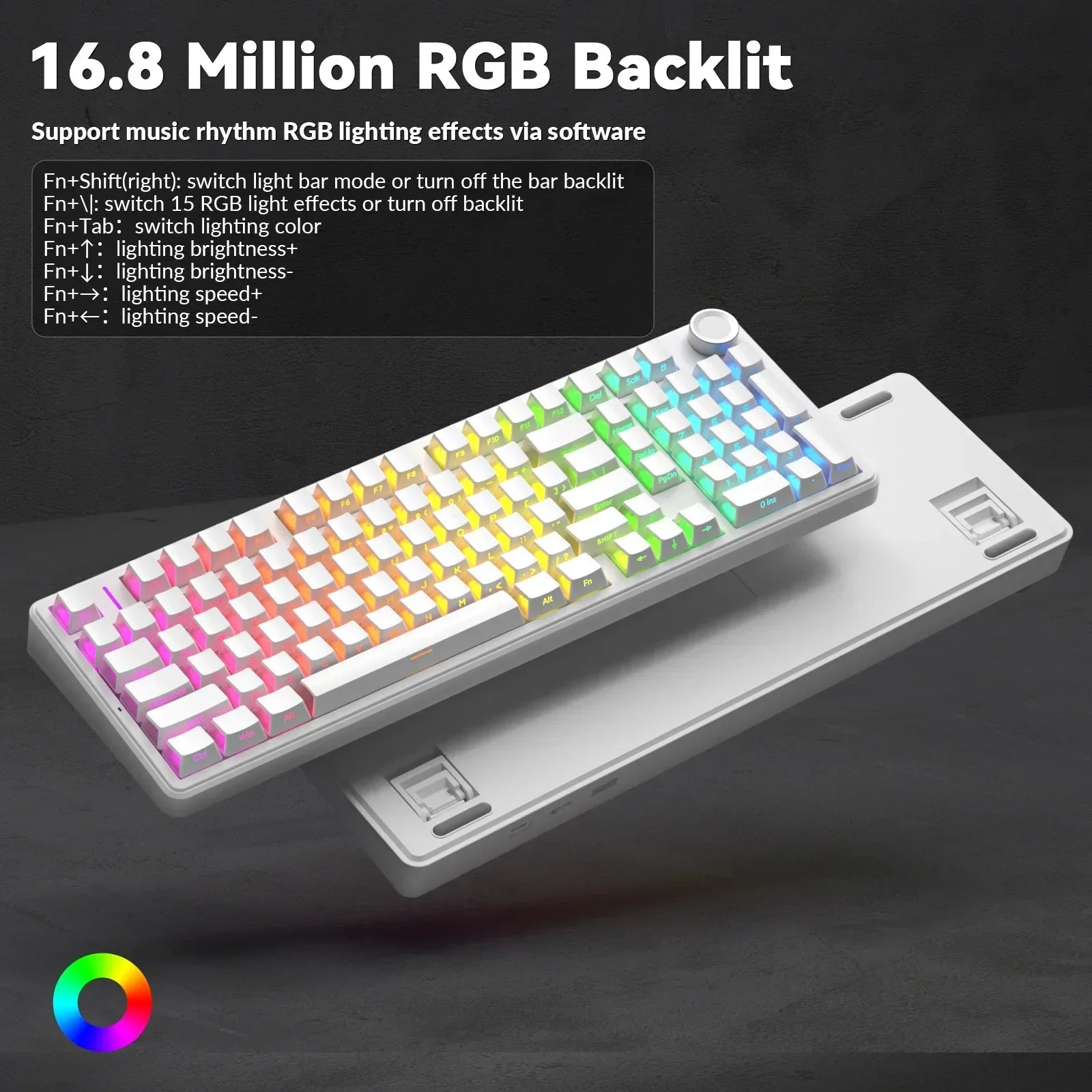 AULA F99Pro Low Noise Keyboard Gasket Structure Hot-swap RGB Mechanical Keyboard with Media Knob