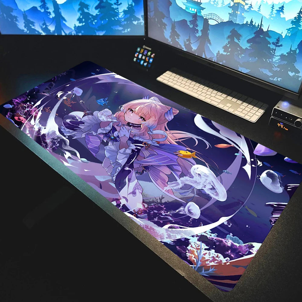 Anime Mousepad Genshin Impact Mouse Pads Gamer Mat Xxl Pc Accessories Desk Protector Keyboard Pads Computer Desks Gaming Mats