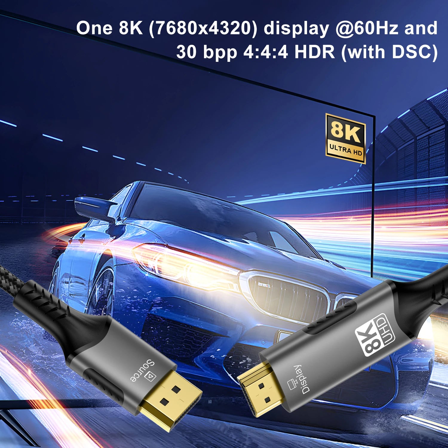 8K DisplayPort to HDMI Compatible Cable 8K@60Hz 4k@120hz DP to HDMI Adapter Display Port Video Audio for PC HDTV Projector Xbox - WinSupport Tech