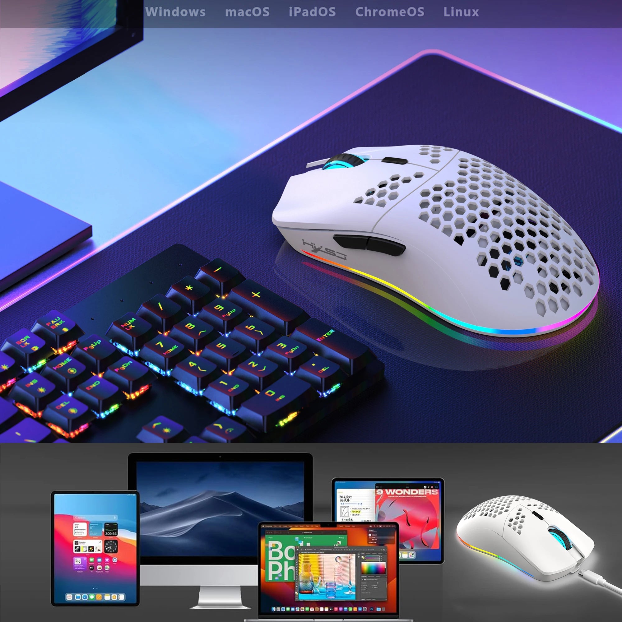 Hot sale 60% mini portable gaming keyboard and mouse combos wired keyboard ergonomic RGB backlit wireless mouse for laptop game