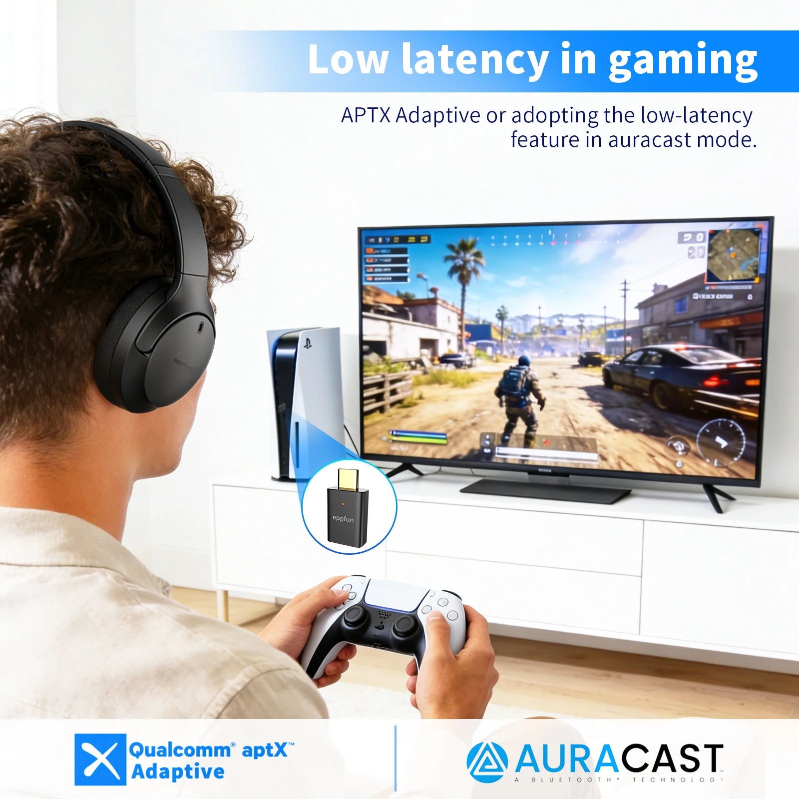eppfun LE Audio Over Ear Bluetooth 5.4 Headphones with mic,Aptx Lossless/LC3/Auracast Headset for Music Gaming TV Watching