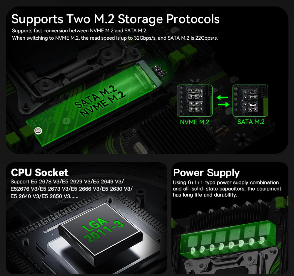 MACHINIST X99 PR9 X99 Motherboard Support LGA 2011-3 Intel Xeon E5 V3&V4 CPU DDR4 RAM SATA/NVME M.2 Slot USB3.0