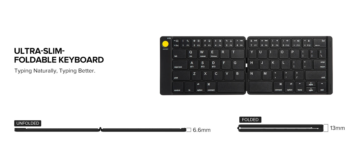 Delux Folding Keyboard Mouse Set Wireless Ultra Slim Portable Silent Kit Multi-Device Support For Windows Android IOS System