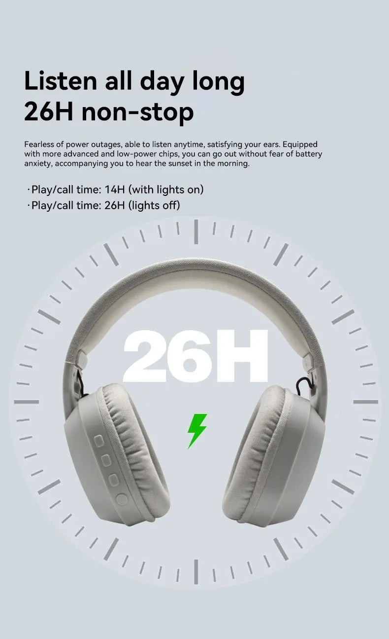 B500 Over Ear Wireless Headphones RGB Gaming Headset Bluetooth 5.4 Low Latency Deep Bass 60H Playtime for Gamer
