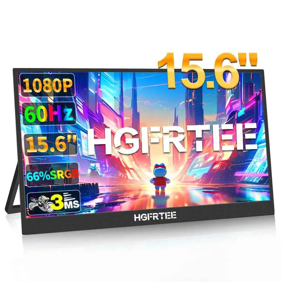 HGFRTEE 15.6 Inch Portable Monitor Ultra-Thin Monitor 180° Adjustable Bracket VESA Wall Mount Monitor for Gaming Laptop PC PS5/4