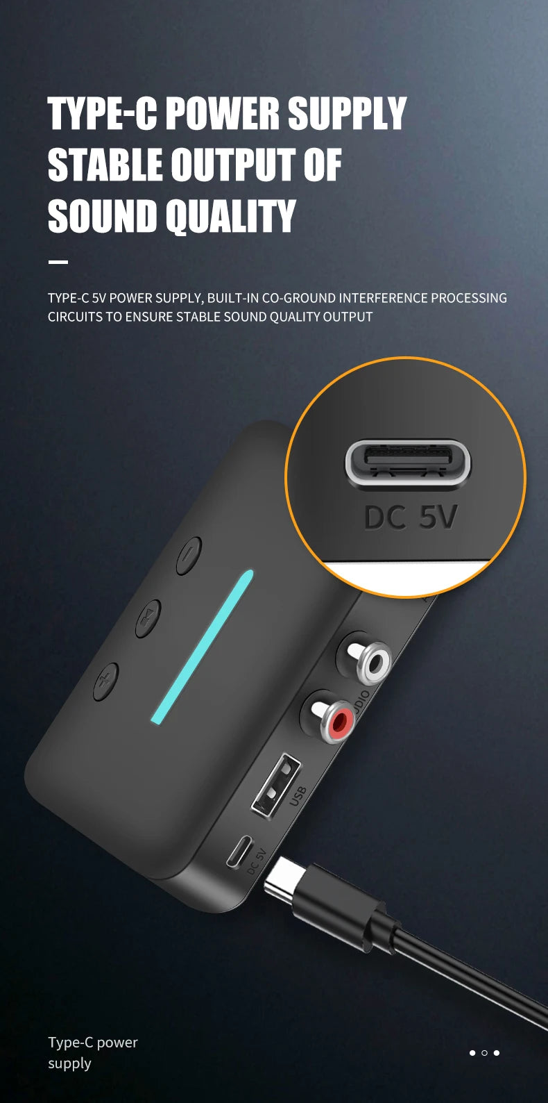 Bluetooth 6.0 Audio Receiver 3.5mm AUX RCA Wireless Audio Adapter Support U-Disk Playback For PC/TV/Car Kit/ Speaker Amplifier