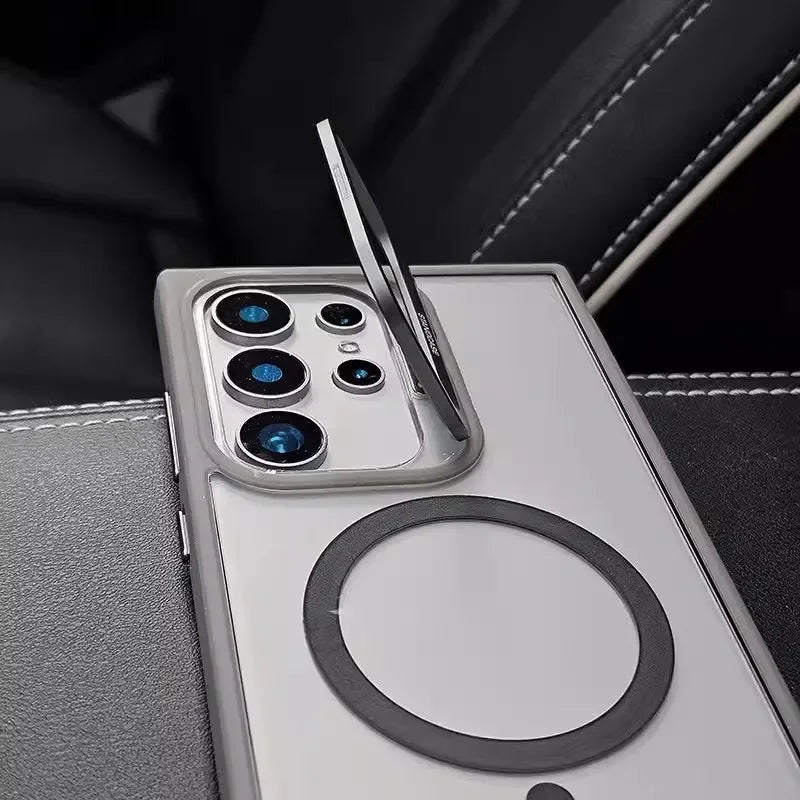 For Magsafe Hidden Holder Clear Case For Samsung Galaxy S26 S25 S24 Ultra Plus S23 FE Shockproof Magnetic Wirelesss Charge Cover