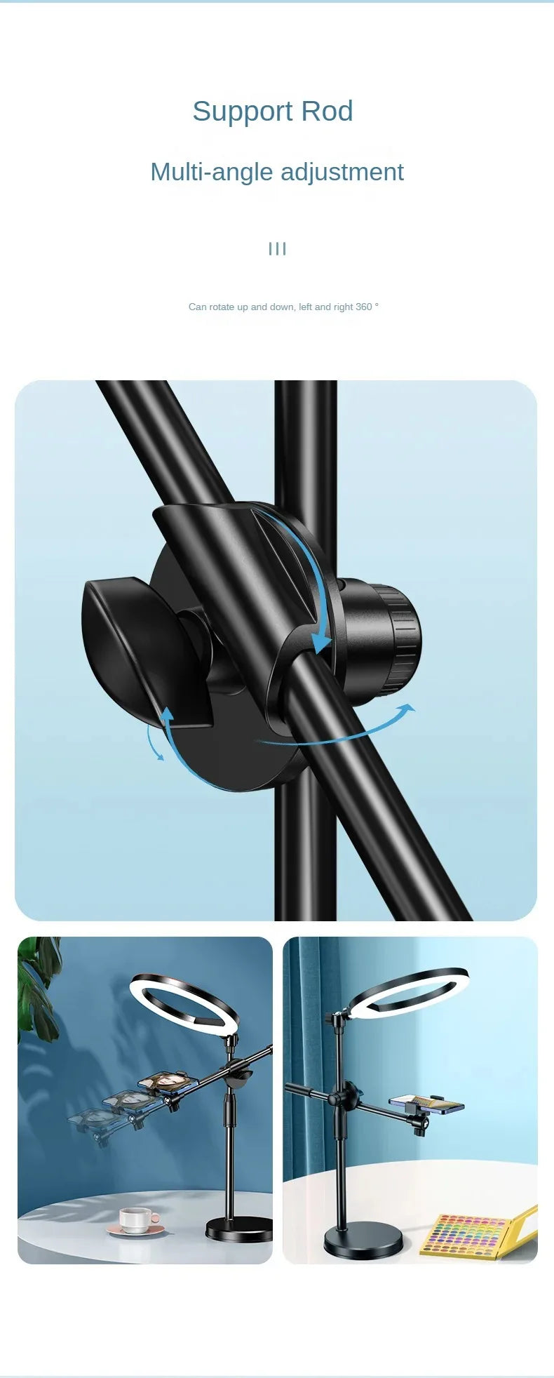 Mobile Phone Head Up Shooting Stand Desktop Live Overhead Painting Calligraphy Photography Artifact 360 Degrees Rotation