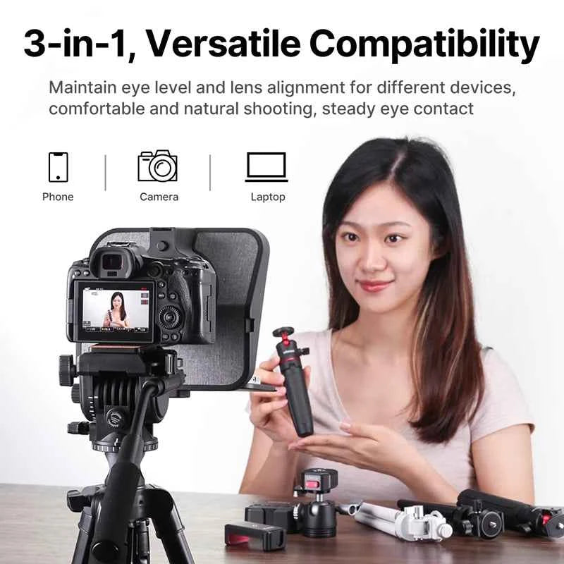Ulanzi RT02 Teleprompter Portable Mini Collapsible Prompter for Tablets DSLR Laptop Camera Phone Live Streaming Video Recording