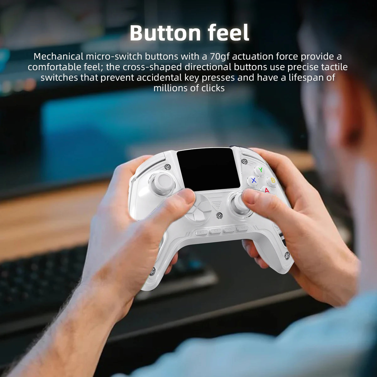 Anbernic RG G01 Interactive Screen Wireless Gaming Controller Compatible with PC/Steam/Linux/Android/Switch/IOS 2.4G Wireless Bluetooth Controller Gamepad Hall Effect Triggers
