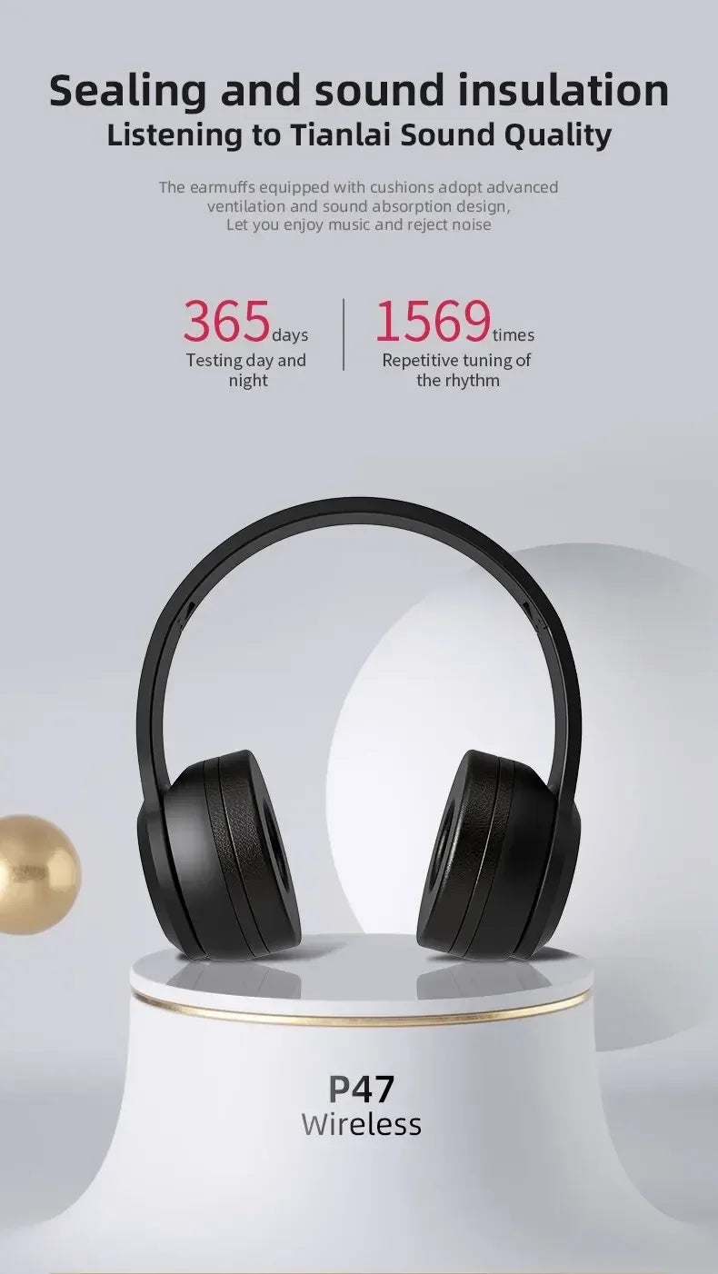 Stereo P47 Headset 5.0 Bluetooth Headset Folding Series Wireless Outdoor SportsHeadset for iPhone Samsung PC Game Accessories