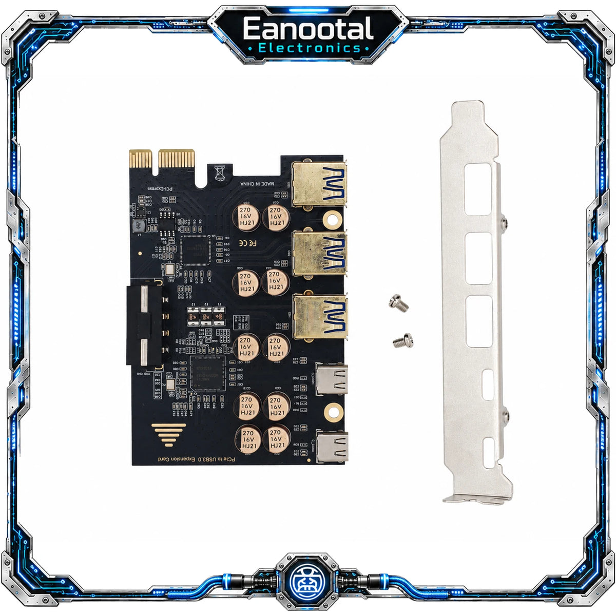 PCIe X1 to 5 Port USB 3.2 Gen 1 Expansion Card 3 USB-A 2 USB-C 5Gbps Adapter for Desktop PC