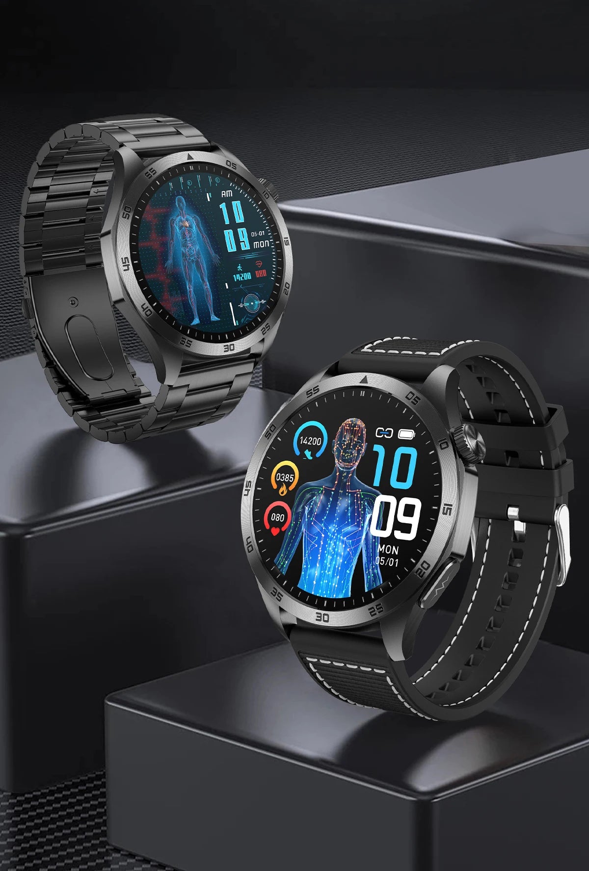 2025New Micro Physical Examination Blood Lipids Uric Acid Blood Pressure Smart Watch ECG+PPG Clock Bluetooth Call Smartwatch Men