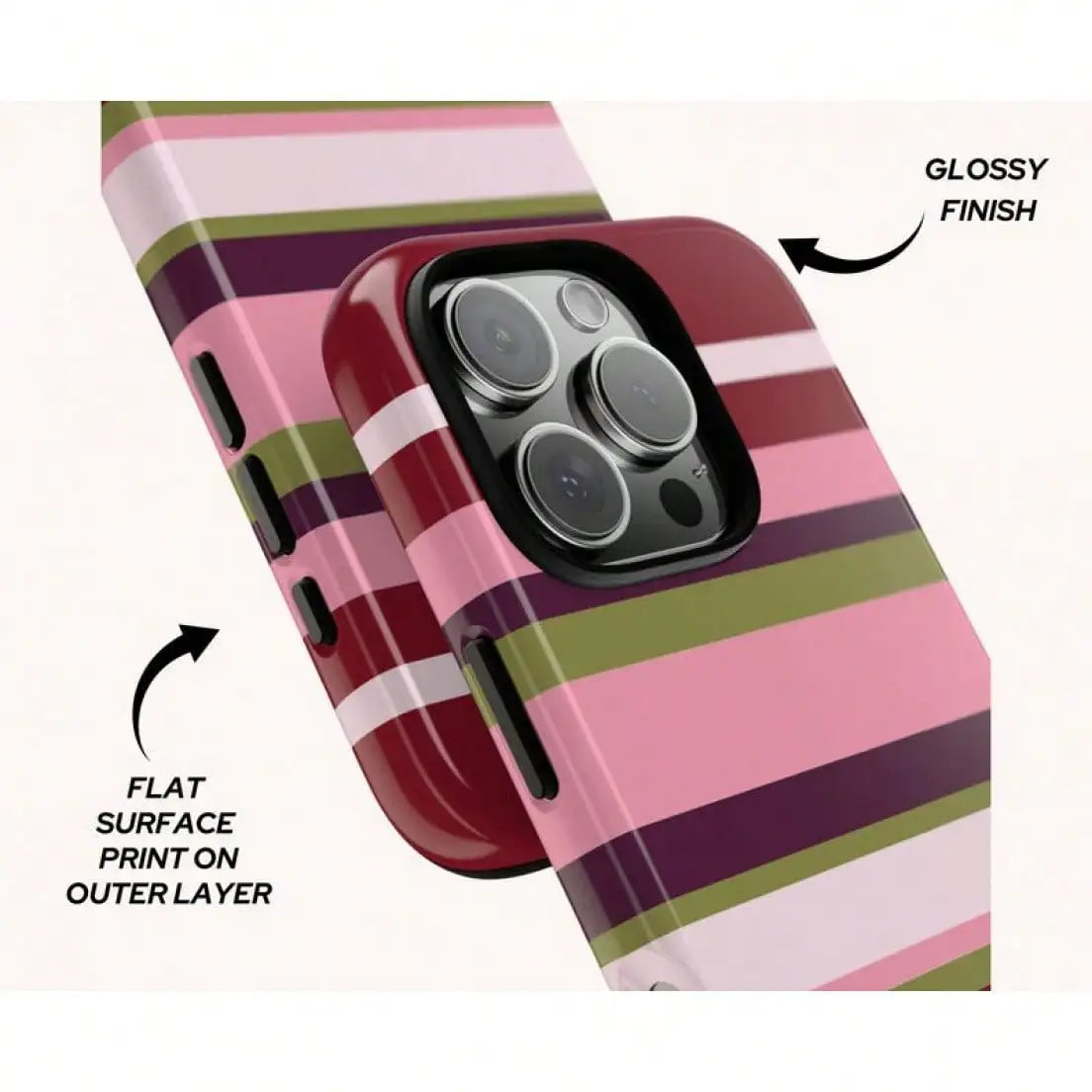 And Pink Striped Phone 16 15 14 13 And S25 S24 S23 Phone Cover Striped Phone Cases IphoneCreative Cartoon Phone, Shockproof And