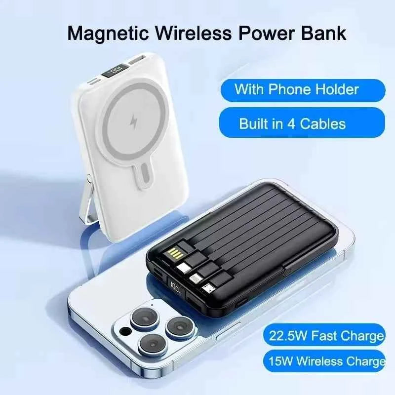 20000mAh Portable Fast Charger Magnetic Wireless Power Bank with Cable Stand External Battery for iPhone Samsung Xiaomi Magsafe