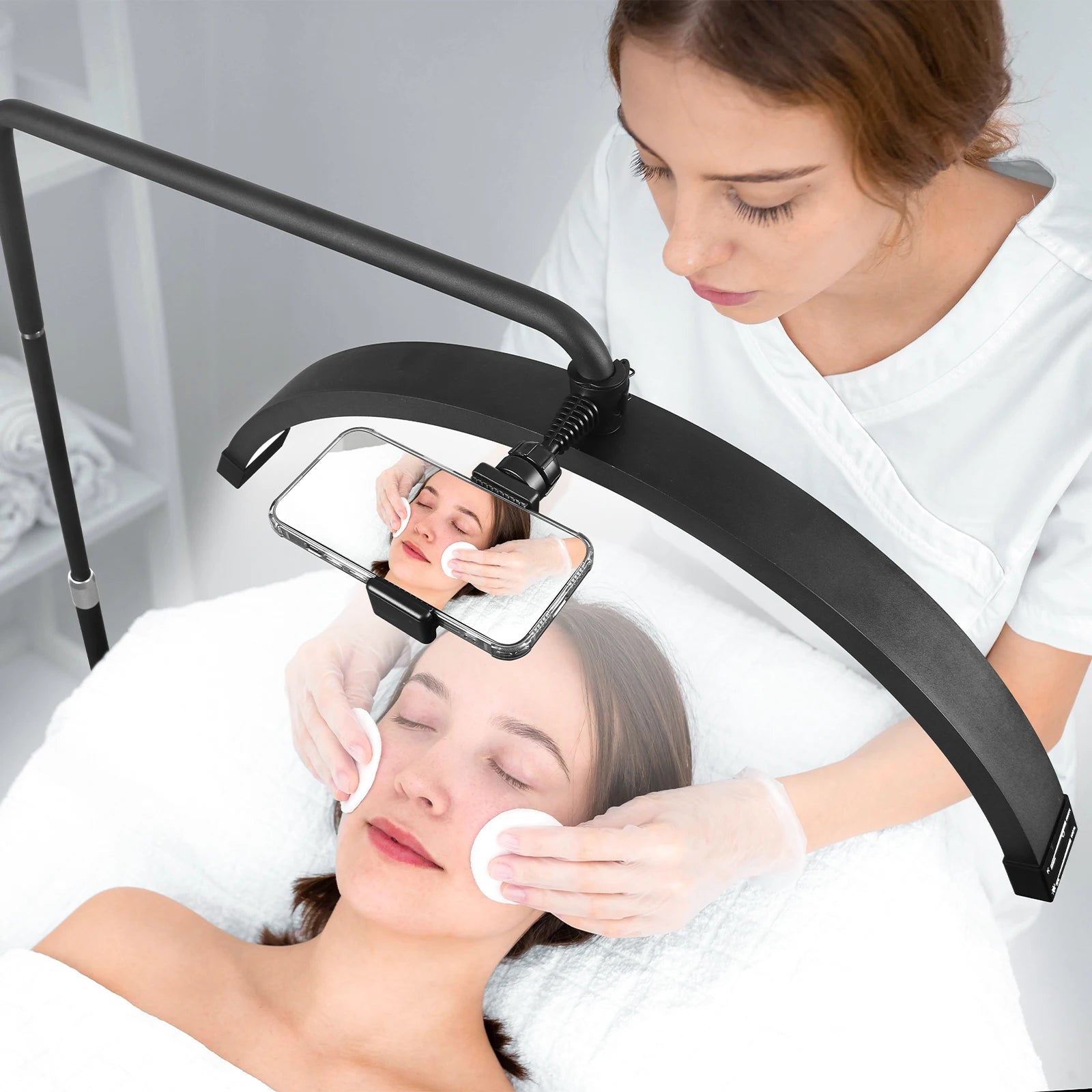 FOSOTO FT-Y9 28 Inch Led Lash Light Half-Moon Shaped Fill Lamp Light With Lamp Holder For Tattoo Beauty Salon Eyelash Haircut