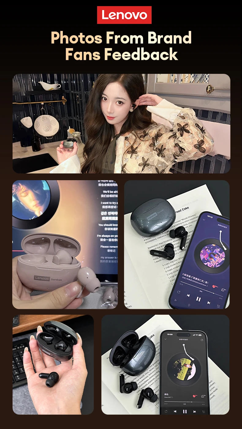 Choice Lenovo Wireless Earphones Bluetooth 6.0 Low Latency Gaming Headset Sport Earbuds XT88Plus Business Headphone 300mAh LE202